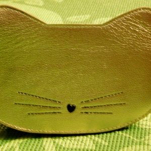 Cat Kitty Feline Metallic Golden Face Cosmetic Case Bag